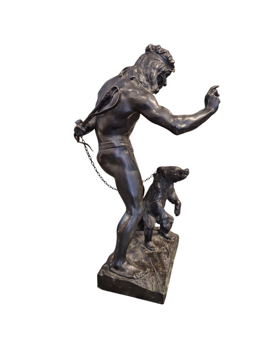 Bohemian Bear Tamer , Bronze Sculpture By P. Wayland Bartlett. Usa Freance XIXth Century -photo-1