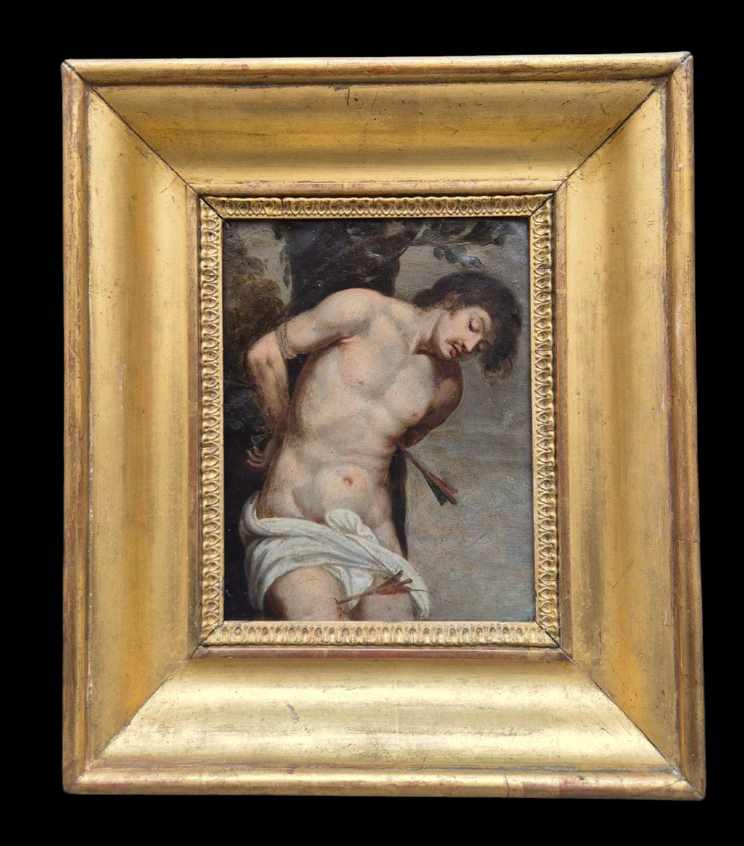 Saint Sebastian Paiting Oil On Copper Italy XVIIth Century -photo-2