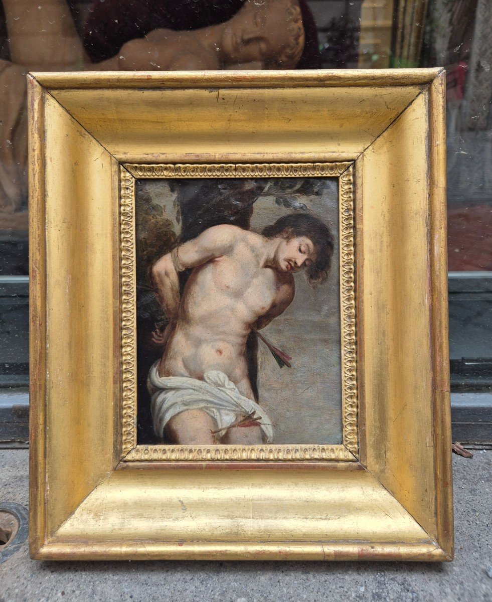 Saint Sebastian Paiting Oil On Copper Italy XVIIth Century -photo-4