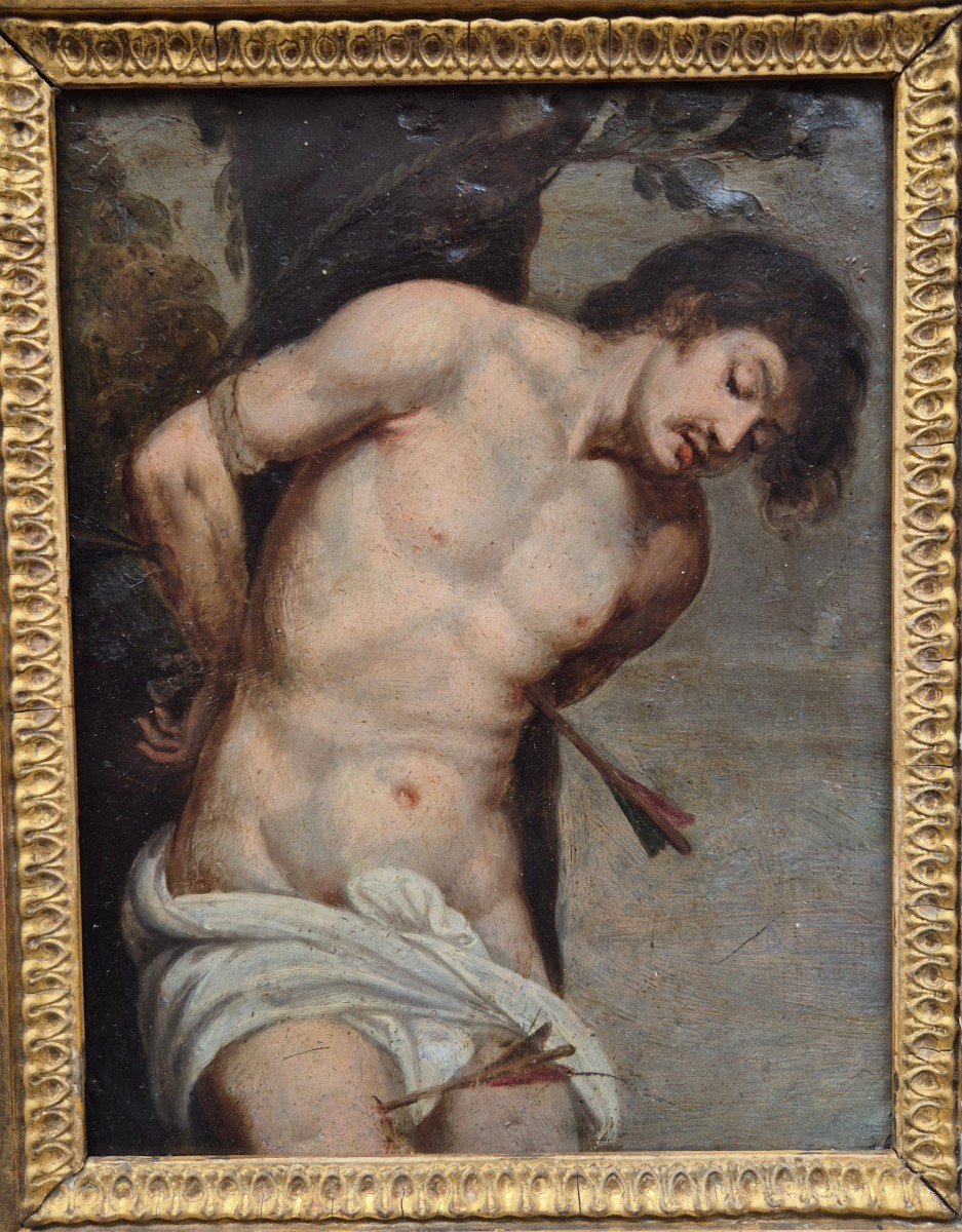 Saint Sebastian Paiting Oil On Copper Italy XVIIth Century 