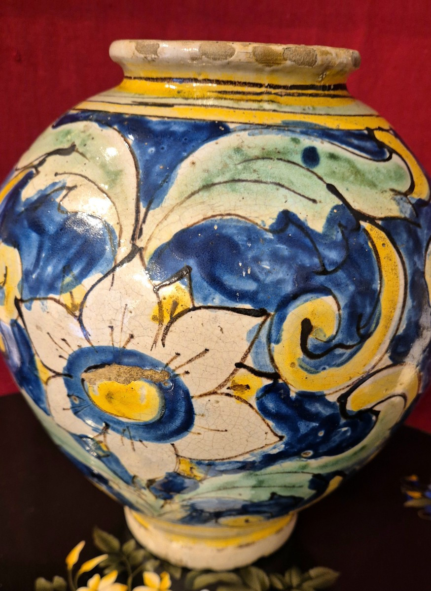 Majolica Vase, Socalled Bombola, Sicily, Caltagirone, XVIII Century-photo-1