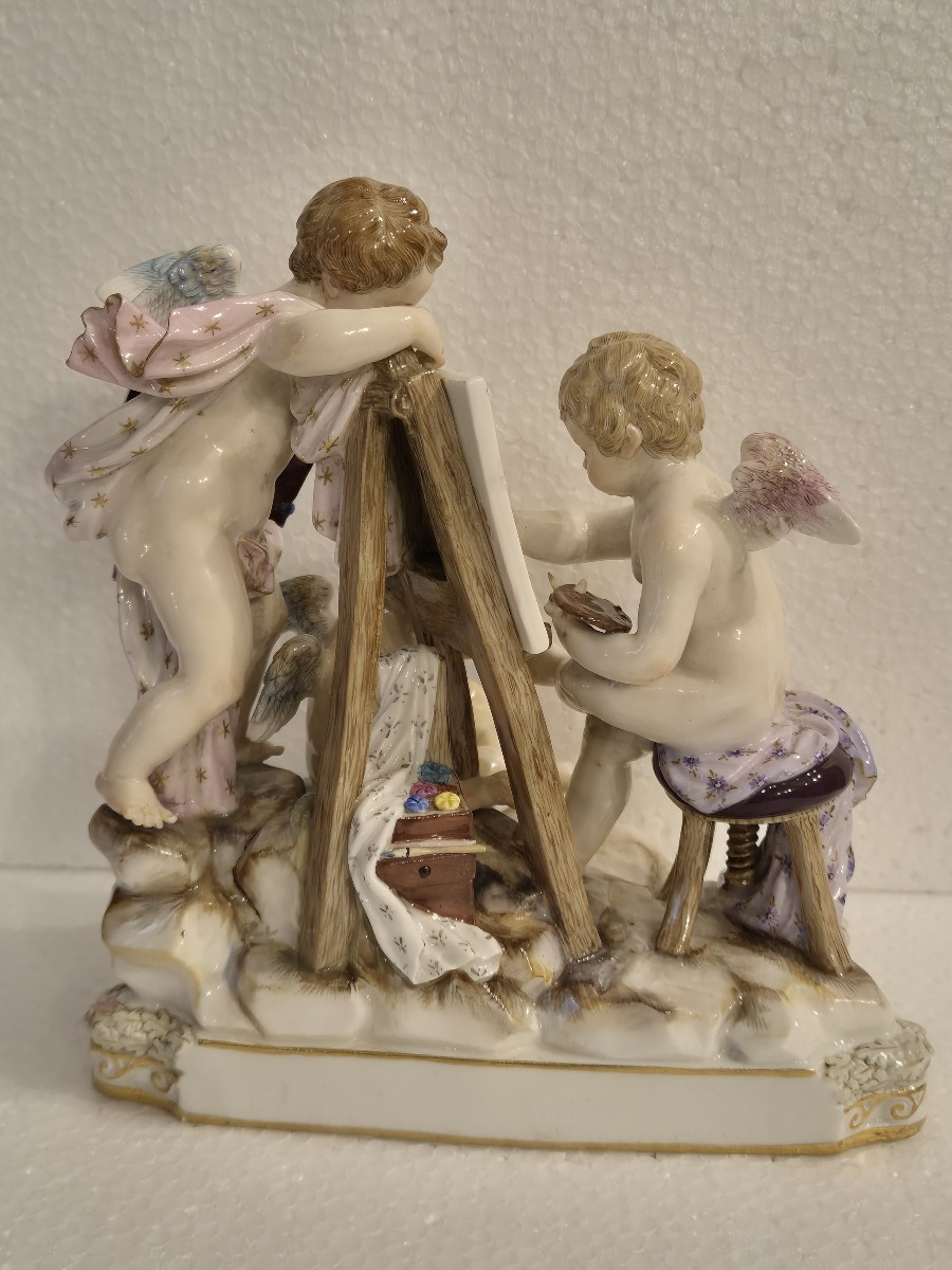 Porcelain Group Meissen XIX Century Allegory Of Painting-photo-2