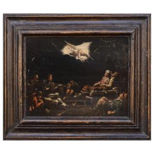 Apparition Aux Bergers, Tableau , Ecole De Bassano Italie XVIème Siècle 