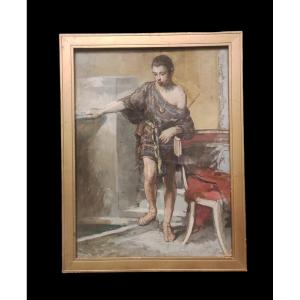 Young Pompeian, Painting By G. Sciuti Italy XIXth Century