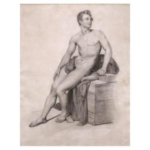 Seated Academic Nude, Drawing Italy XIXth Century