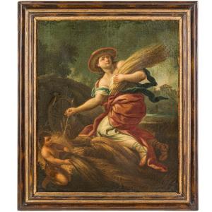 Summer Allegory. Painting Oil On Canvas Italy XVIIIth Century 