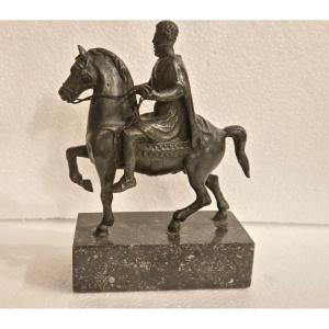 Equestrian Statue Of Marcus Aurelius On Marble Base Gran Tour XIX Century