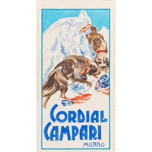 Cordial Campari 1904, Tempaera On Cardboard , Attr. To A. Hohenstein, Italy XXth Century