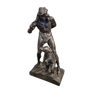 Bohemian Bear Tamer , Bronze Sculpture By P. Wayland Bartlett. Usa Freance XIXth Century 