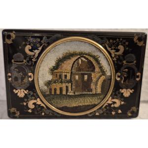 Tortoiseshell Snuffbox With Micromosaic Temple Of Minerva Medica Rome XVIII Century