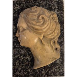 Marble Pressepapier Profile Of A Woman's Head Grand Tour Italy XVIII Century 