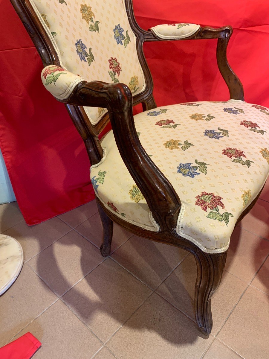 Pair Of Louis XV Walnut Armchairs From Lombardy, Already Restored-photo-2