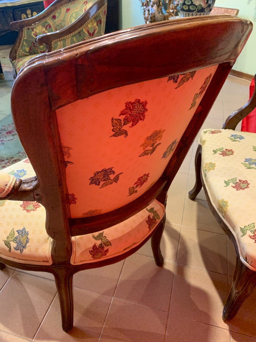 Pair Of Louis XV Walnut Armchairs From Lombardy, Already Restored-photo-4