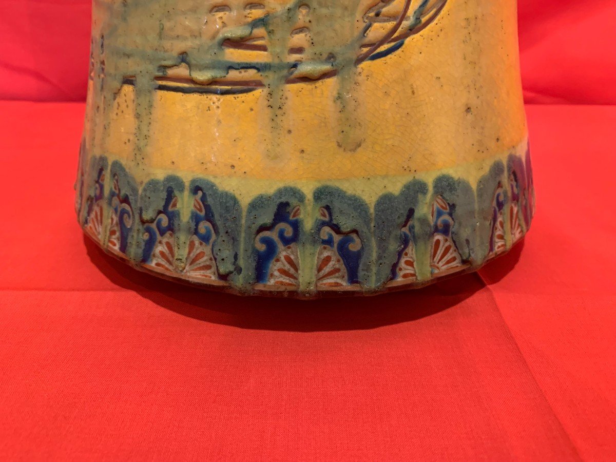 Japanese Glazed Terracotta Vase, Early 19th Century-photo-3