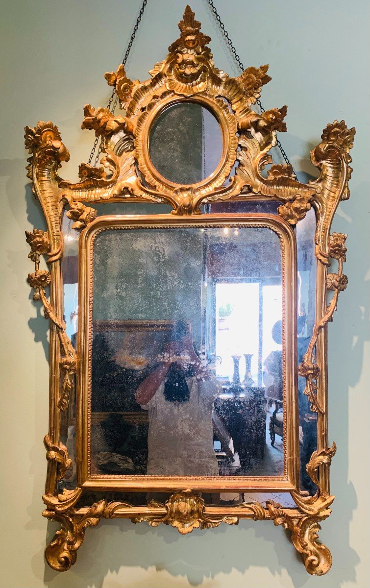 18th Century Roman Gilded Wooden Mirror