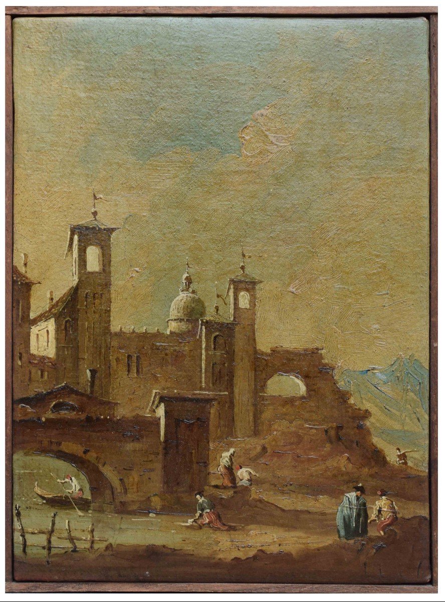 Première Moitié Du XIXe Siècle, école Guardesque Vues De Venise (2) Huile Sur Toile-photo-2