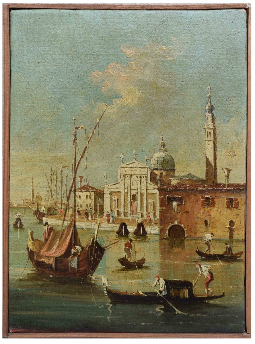 Première Moitié Du XIXe Siècle, école Guardesque Vues De Venise (2) Huile Sur Toile-photo-3