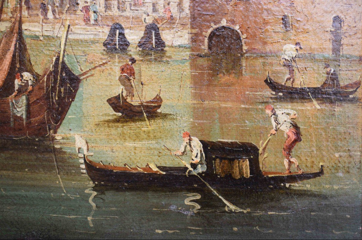 Première Moitié Du XIXe Siècle, école Guardesque Vues De Venise (2) Huile Sur Toile-photo-4