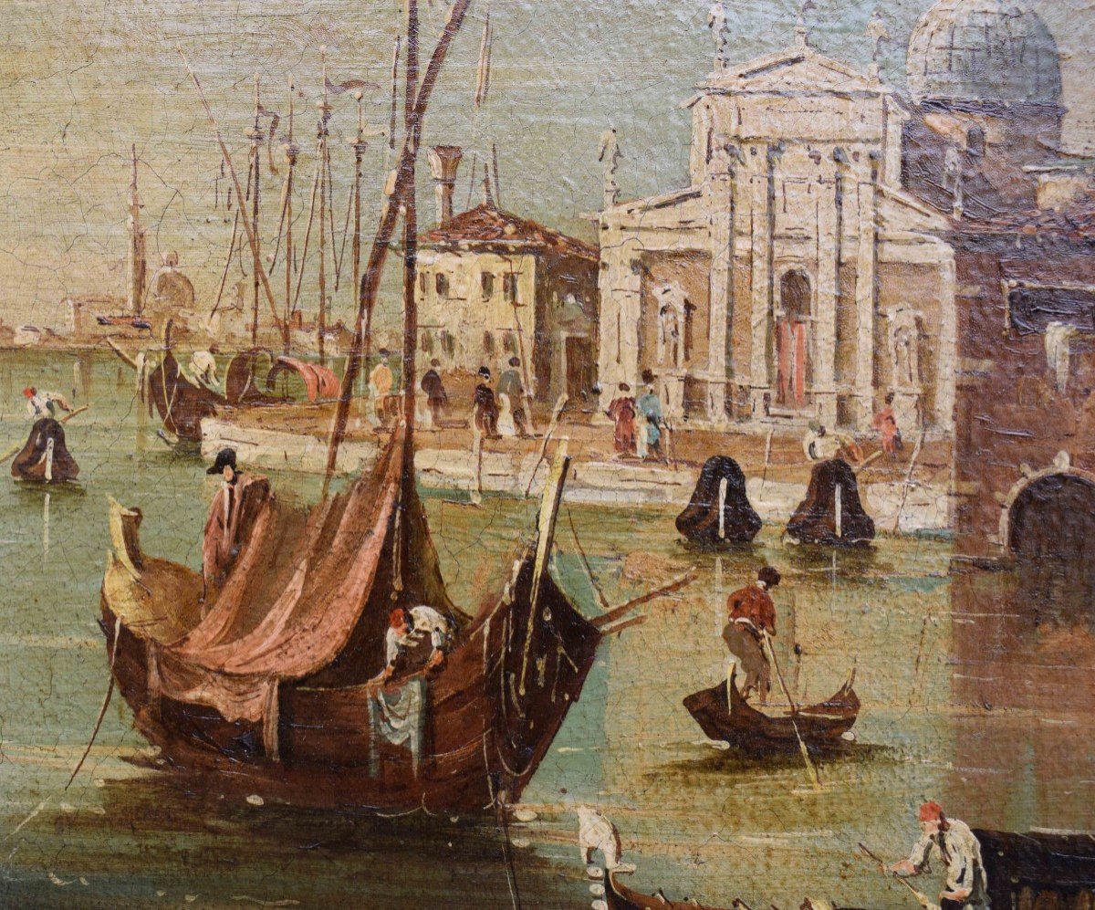 Première Moitié Du XIXe Siècle, école Guardesque Vues De Venise (2) Huile Sur Toile-photo-5