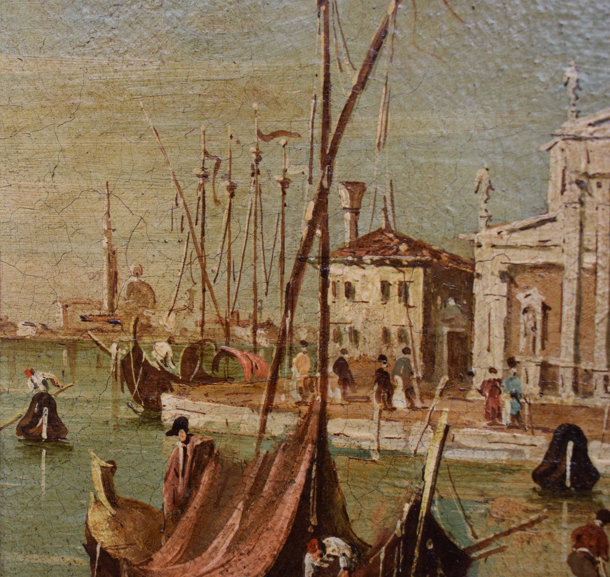 Première Moitié Du XIXe Siècle, école Guardesque Vues De Venise (2) Huile Sur Toile-photo-6