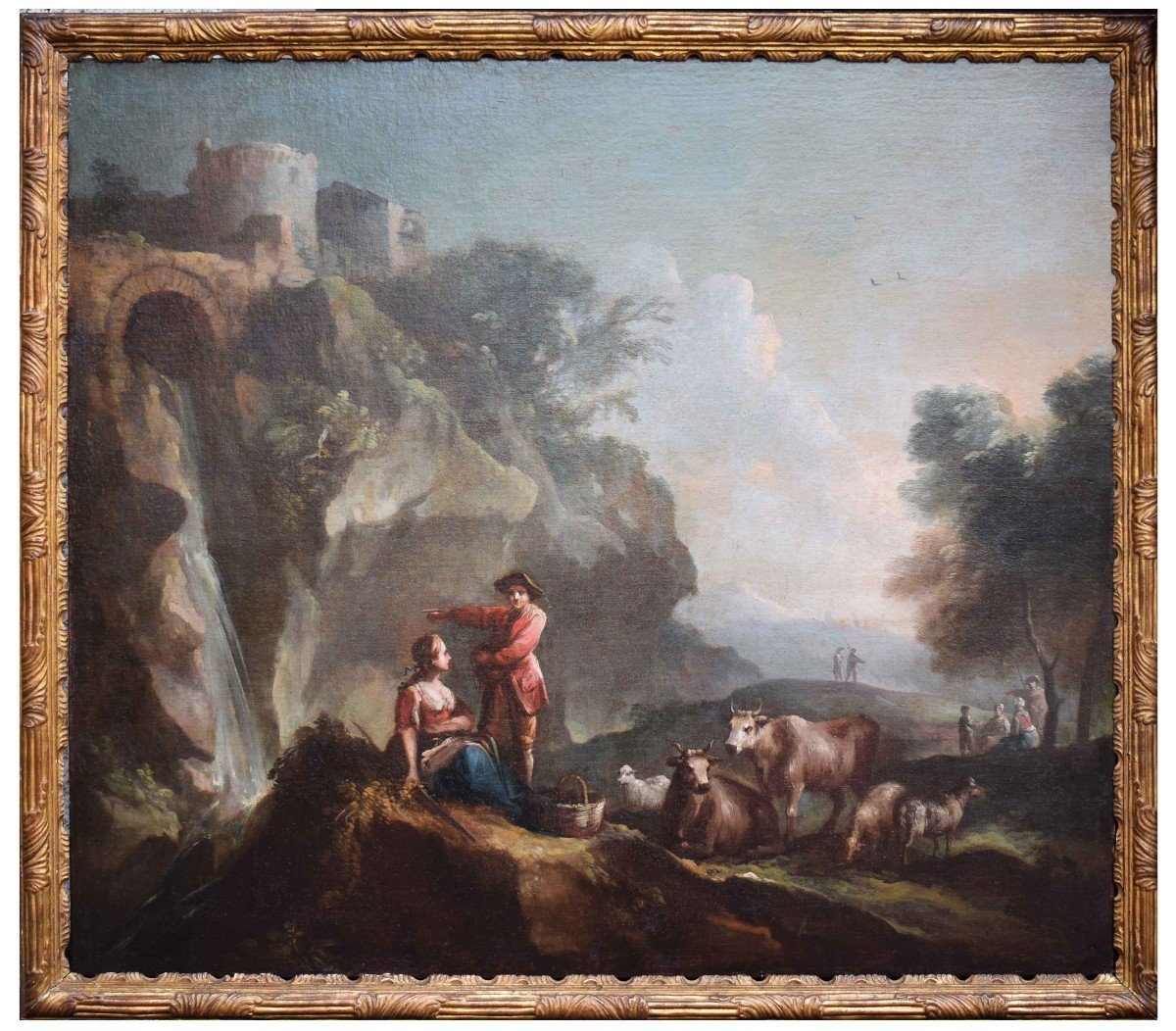 Francesco Antoniani (1700/1710 –  1775) Pastoral Scenes Paintings Oil On Canvas,-photo-2