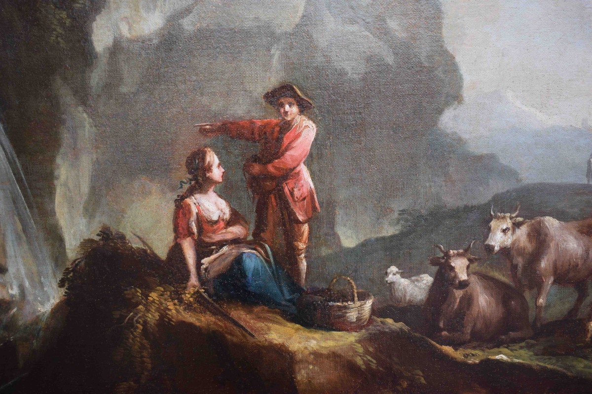 Francesco Antoniani (1700/1710 –  1775) Pastoral Scenes Paintings Oil On Canvas,-photo-5