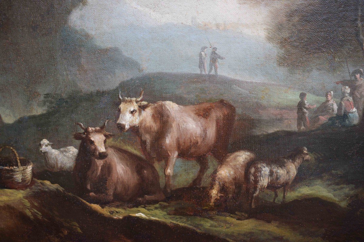 Francesco Antoniani (1700/1710 –  1775) Pastoral Scenes Paintings Oil On Canvas,-photo-6