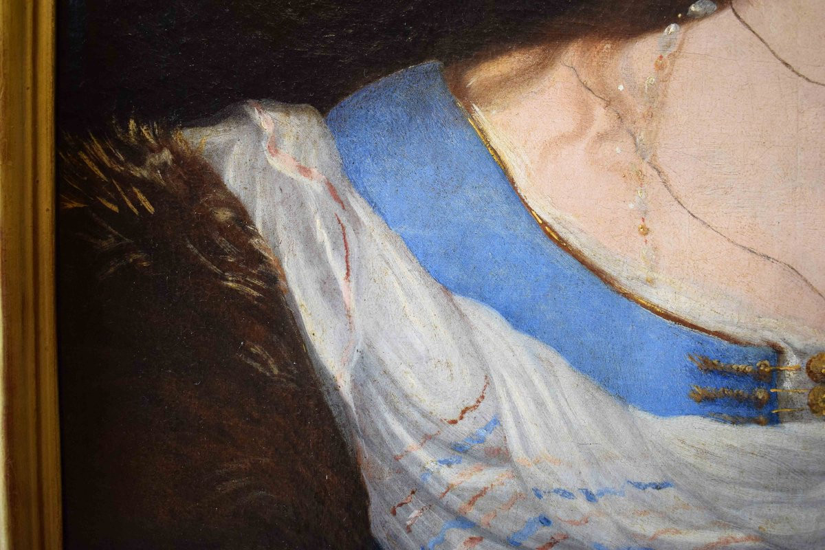 Lorenzo Greuter (Rome, 1620 – 1668) Portrait d'Une Dame En Robe Orientale Huile Sur Toile-photo-7