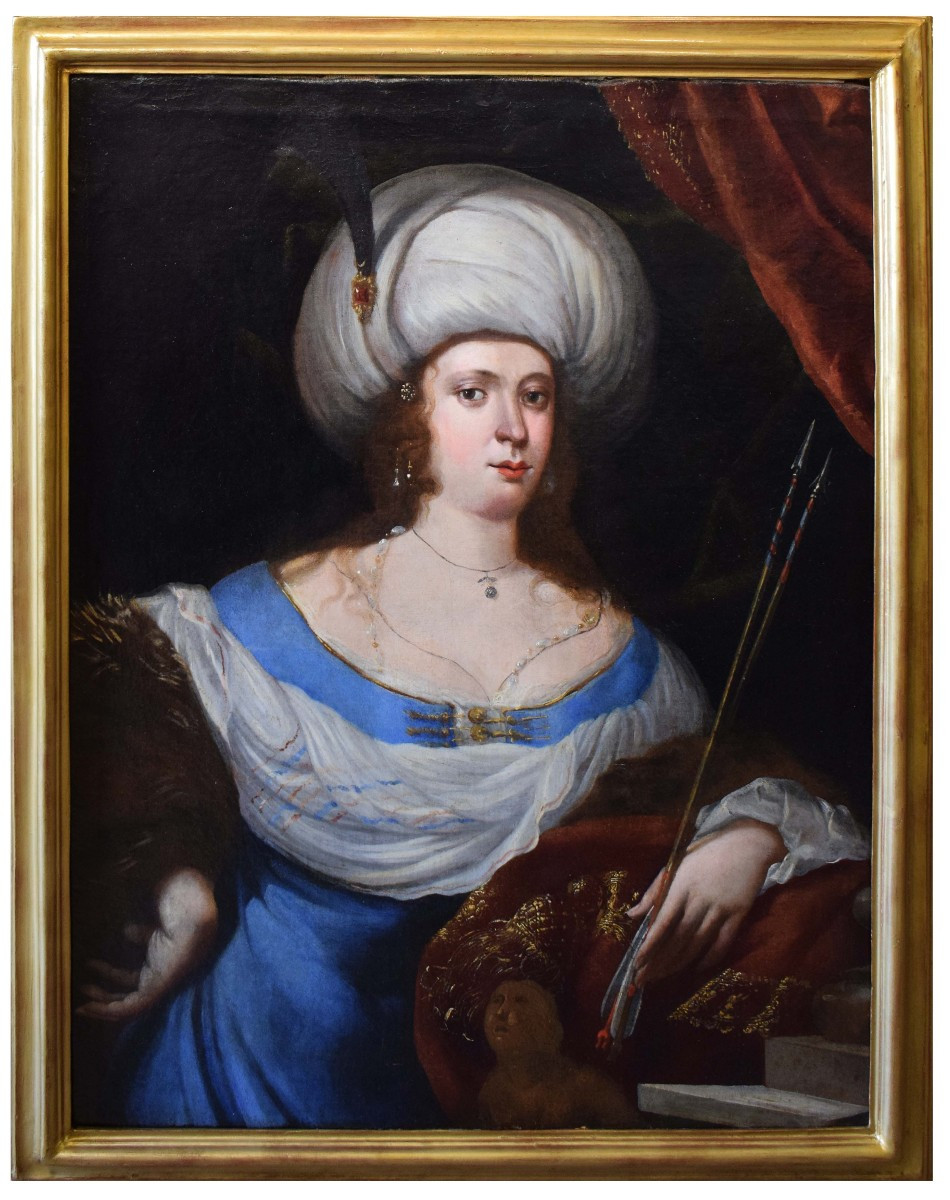 Lorenzo Greuter (Rome, 1620 – 1668) Portrait d'Une Dame En Robe Orientale Huile Sur Toile