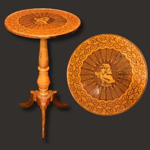 Emilian Area, Italy, First Half Of The 19th Century - City Table With Circular Top Inlay 