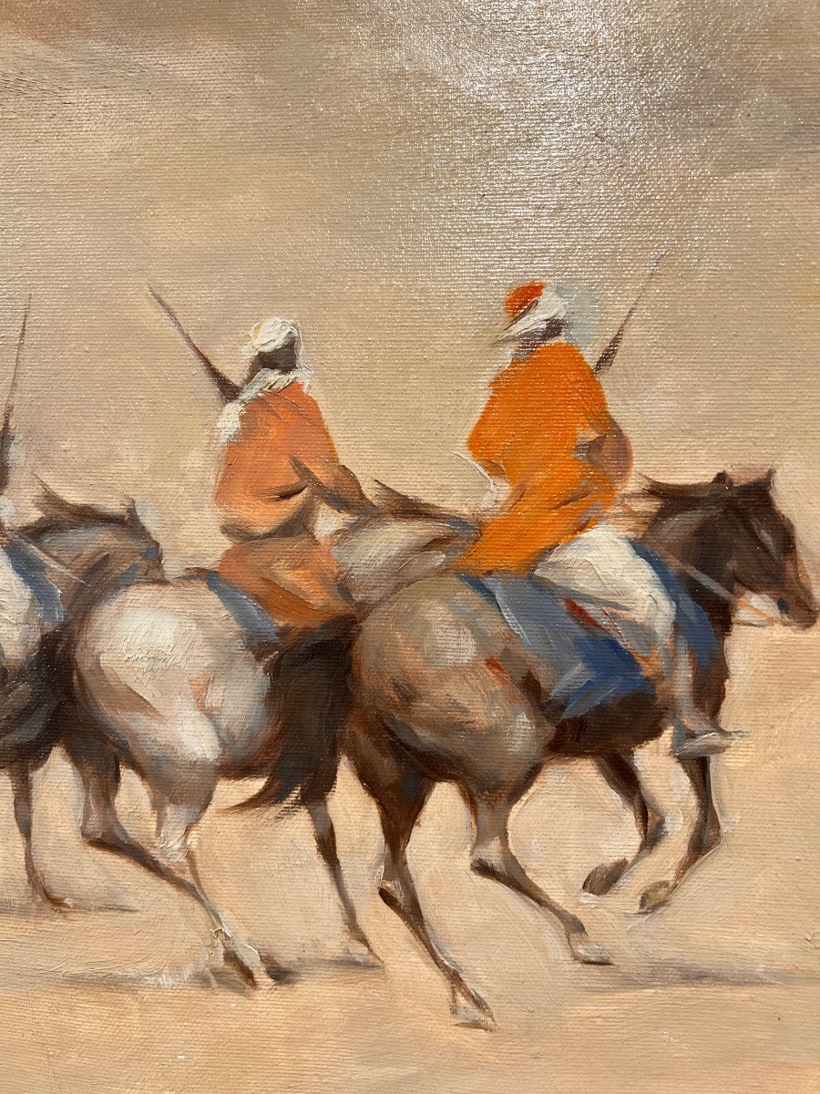 Ernesto Quarti Marchiò (bergamo, Italy, 1907-1982) Knights In The Desert-photo-3