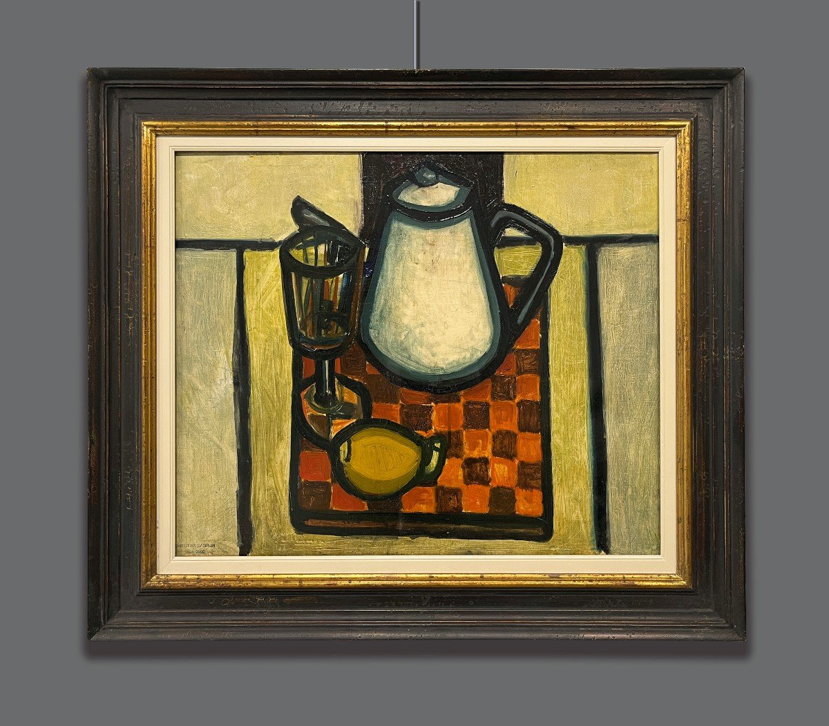 Christian Dagron (1924-2000) Nature Morte Avec Verre, Citronne Et Une Cafetière