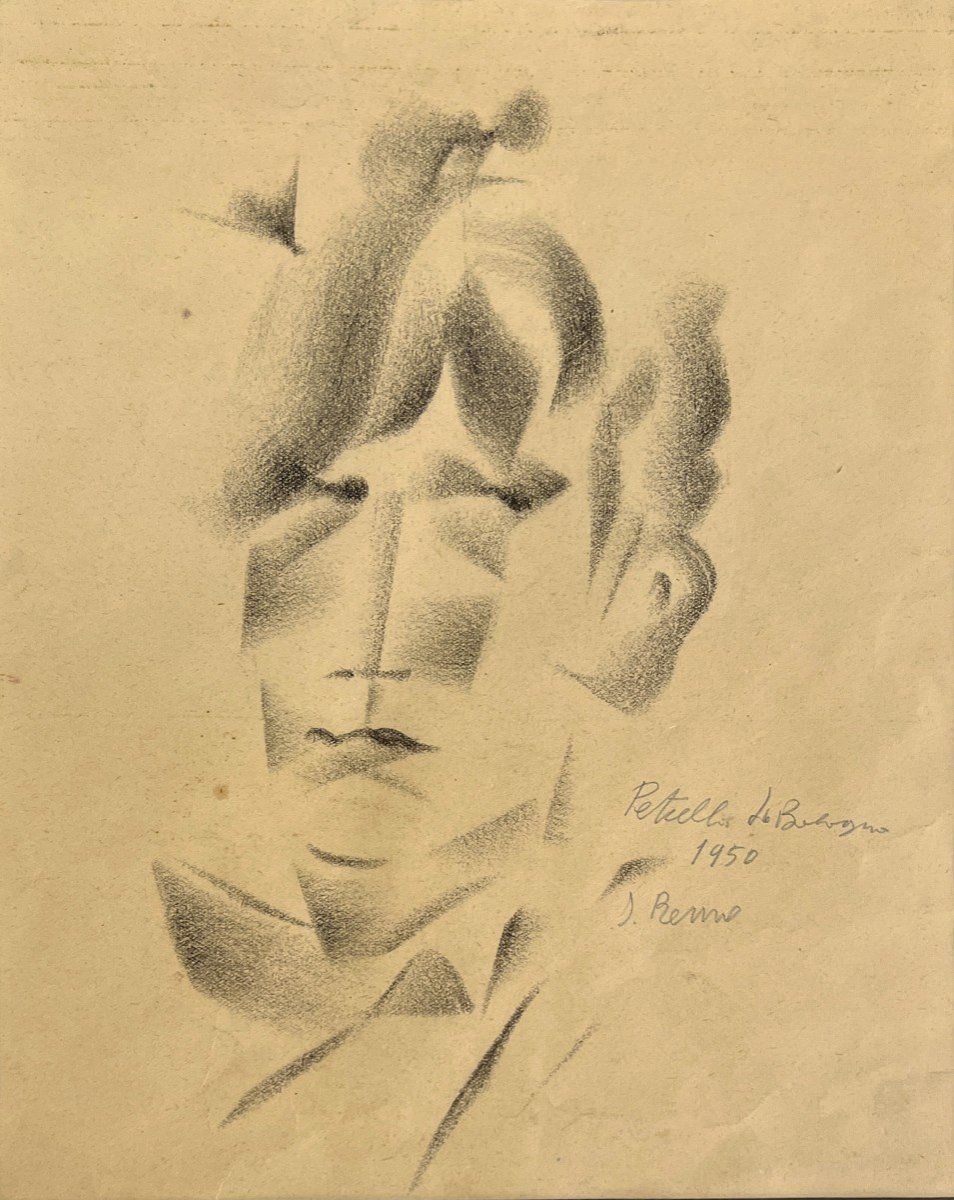 Vittorio Petrella Da Bologna (1886-1951) Portrait Futuriste, 1950, San Remo-photo-3