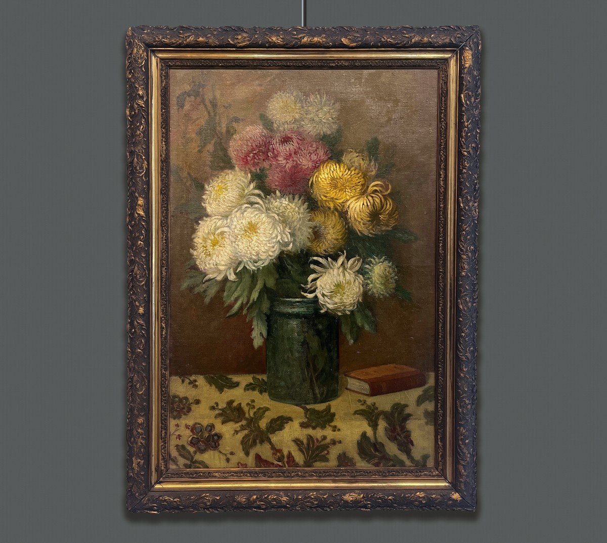 Attribué à Giuseppe Gaudenzi (Italie, Bergame, 1865-1941) Vase de chrysanthèmes