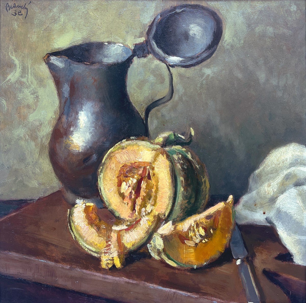 Alberto Bianchi (Rimini, Italie, 1882 - Milano, 1969) Nature Morte, Pichet et Citrouille, 1938-photo-3