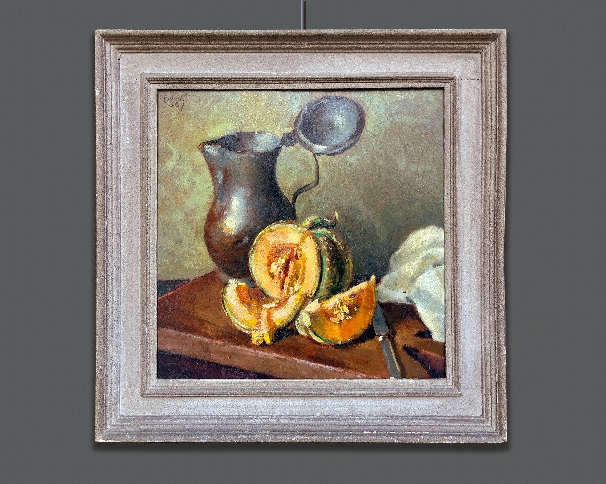 Alberto Bianchi (Rimini, Italie, 1882 - Milano, 1969) Nature Morte, Pichet et Citrouille, 1938