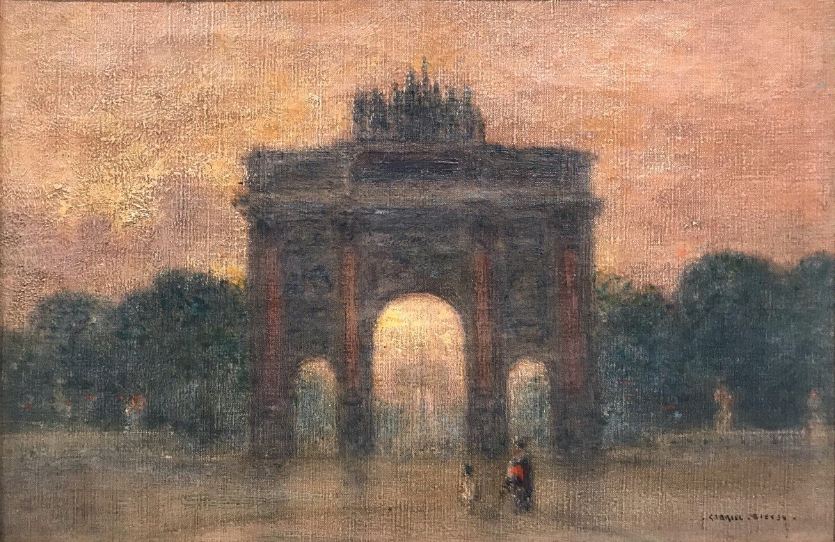 Marie-gabriel Biessy (1854-1935) Triumphal Arch Of The Carrousel-photo-2