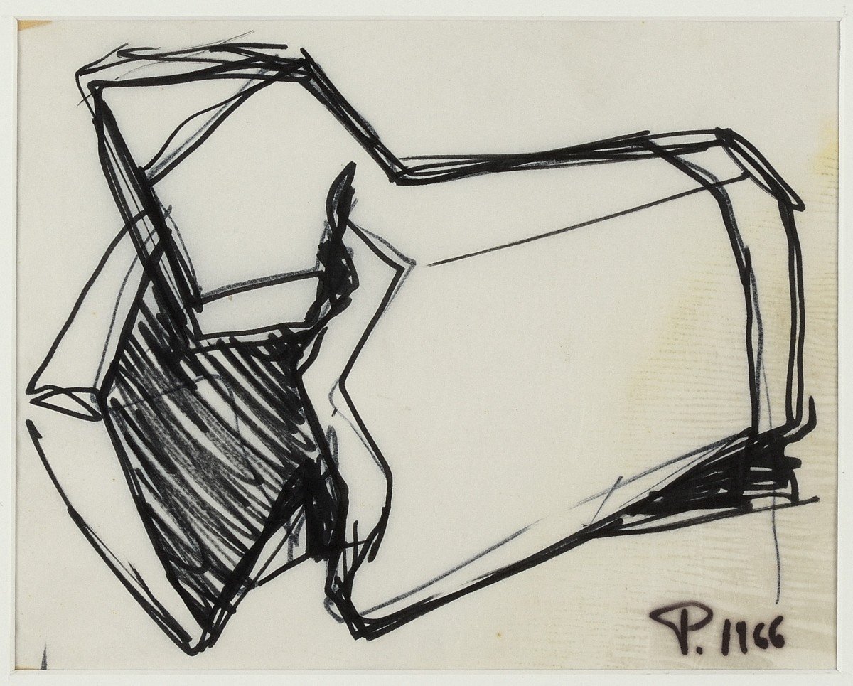 Pierluca Degli Innocenti (1926-1968) - Encre Sur Papier - Projet De Sculpture