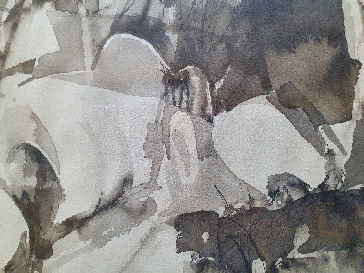 Piero Raspi (1926) Encre  et aquarelle sur Papier - Signé Et Daté-photo-3