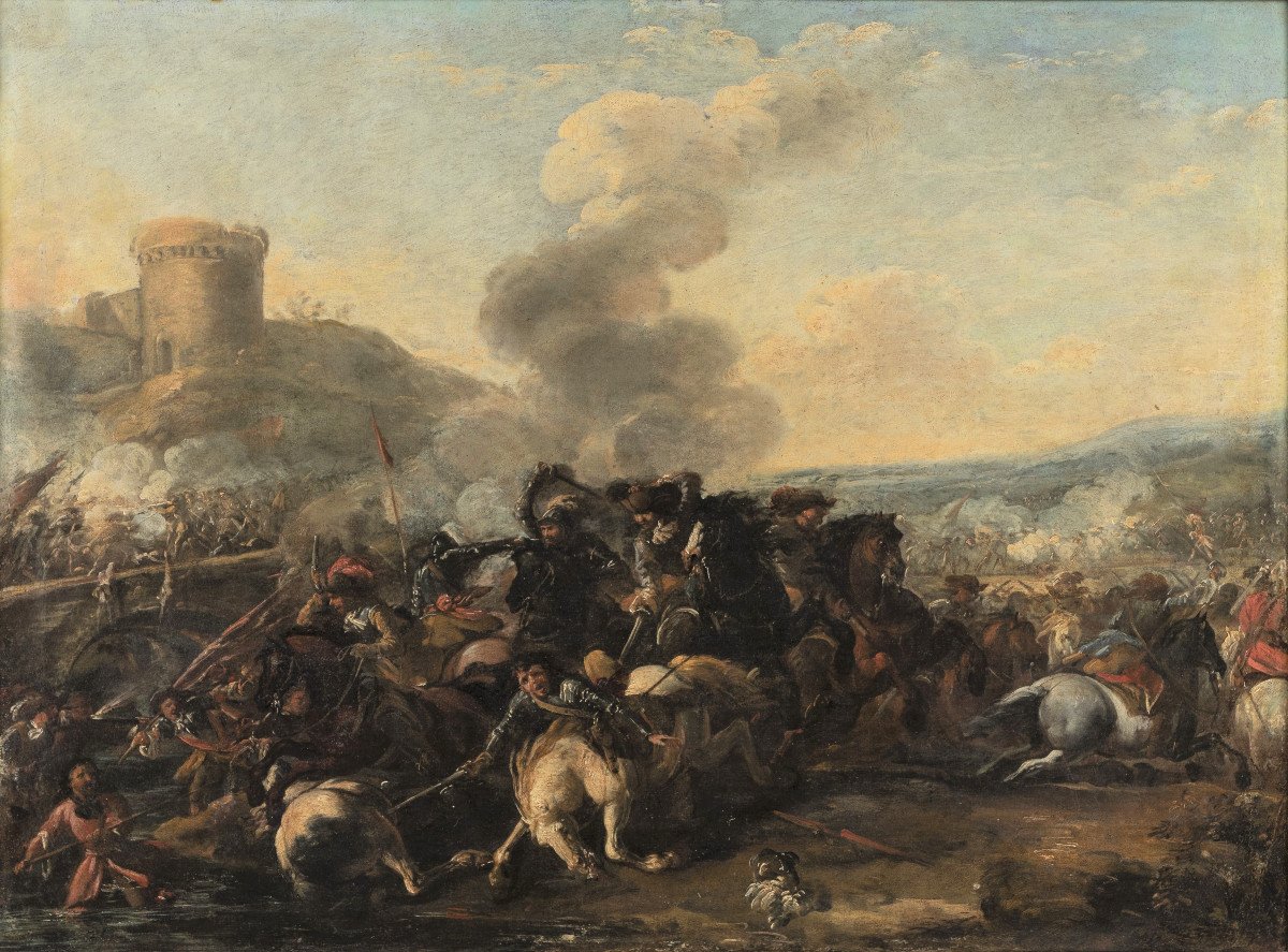 Battle Scene Near A Bridge