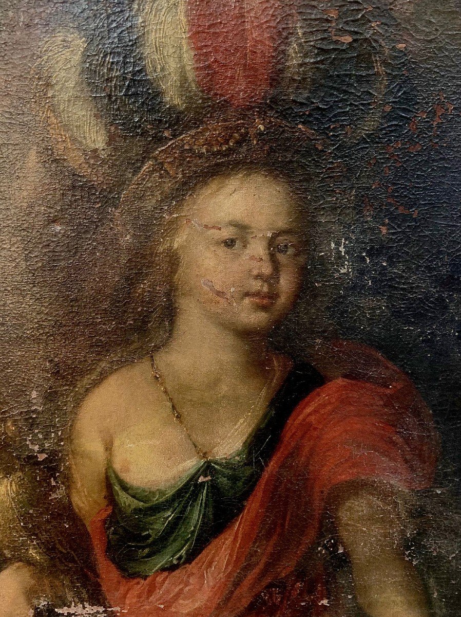 French School Of The 18th Century Allegory Oil On Canvas Elongated At The Bottom And Top.-photo-2