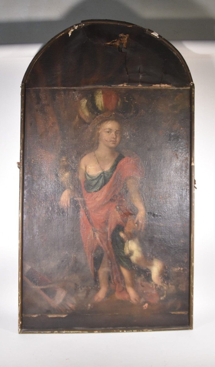 French School Of The 18th Century Allegory Oil On Canvas Elongated At The Bottom And Top.-photo-1