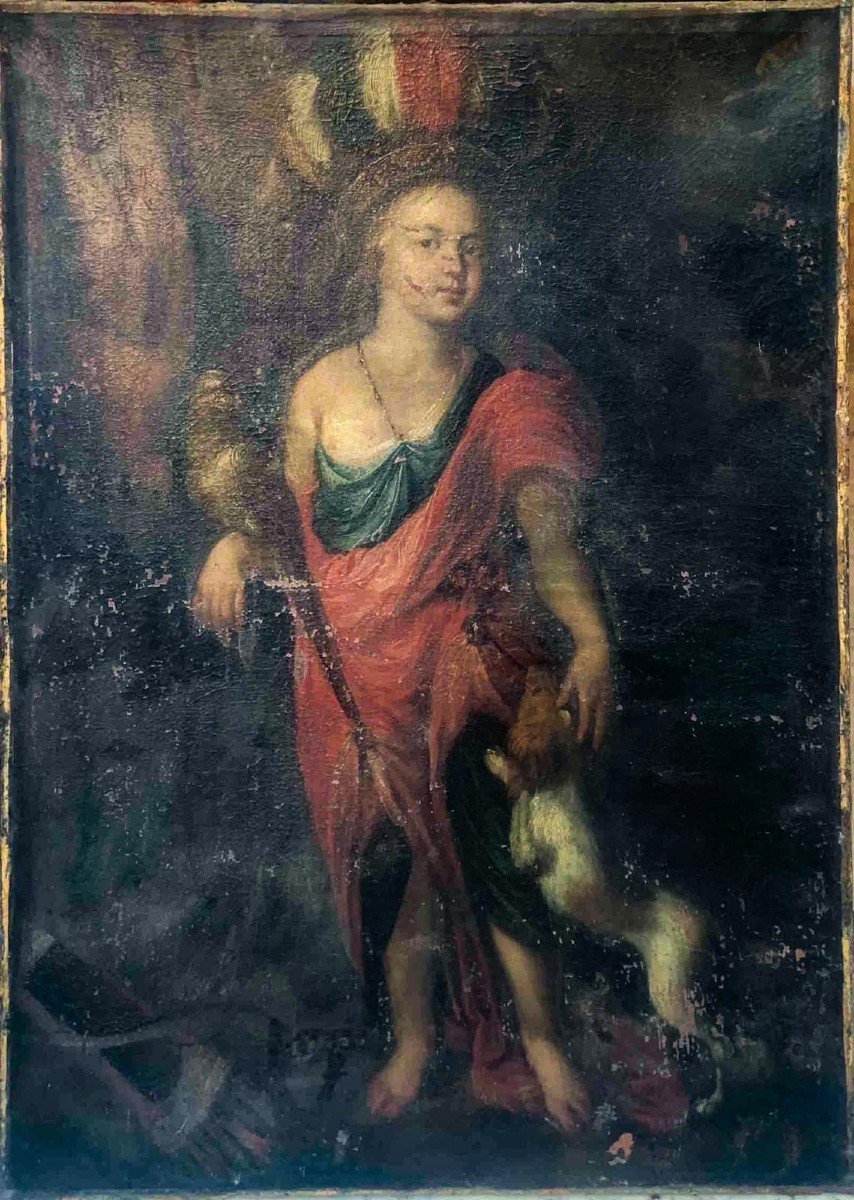 French School Of The 18th Century Allegory Oil On Canvas Elongated At The Bottom And Top.