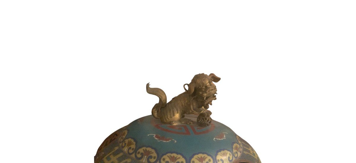 Large Chinese Bronze And Enamel Perfume Burner, 19th Century-photo-1