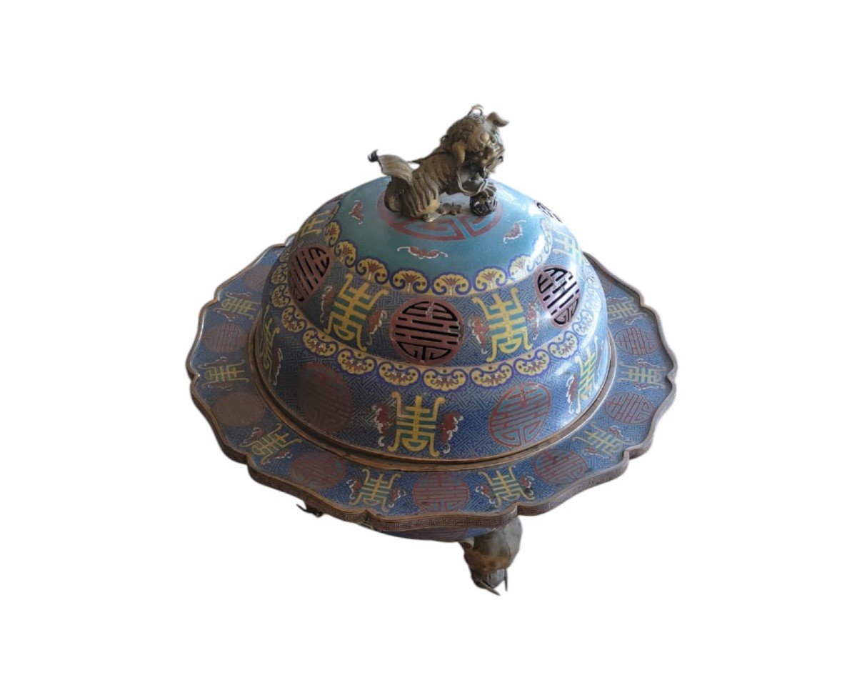 Large Chinese Bronze And Enamel Perfume Burner, 19th Century