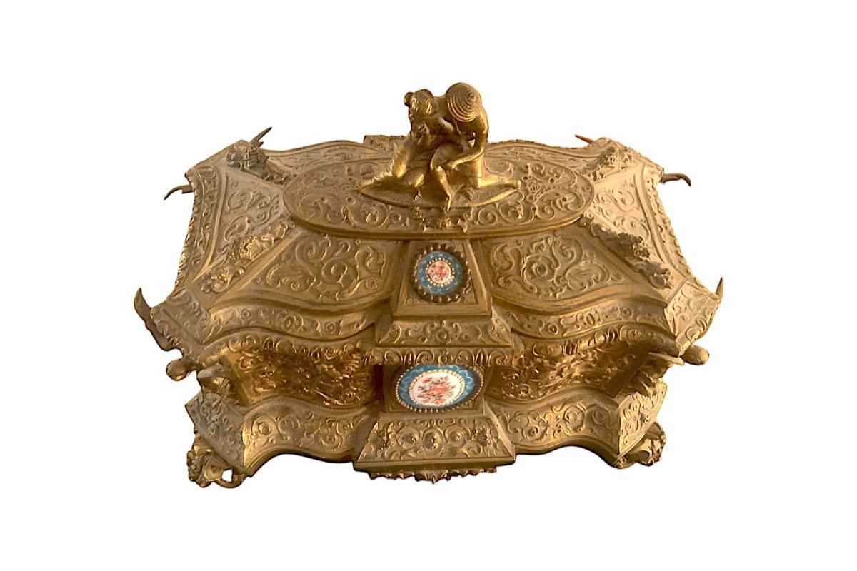 Gilded Bronze Box With Enamelled Sevres Plaques, Napoleon III-photo-2