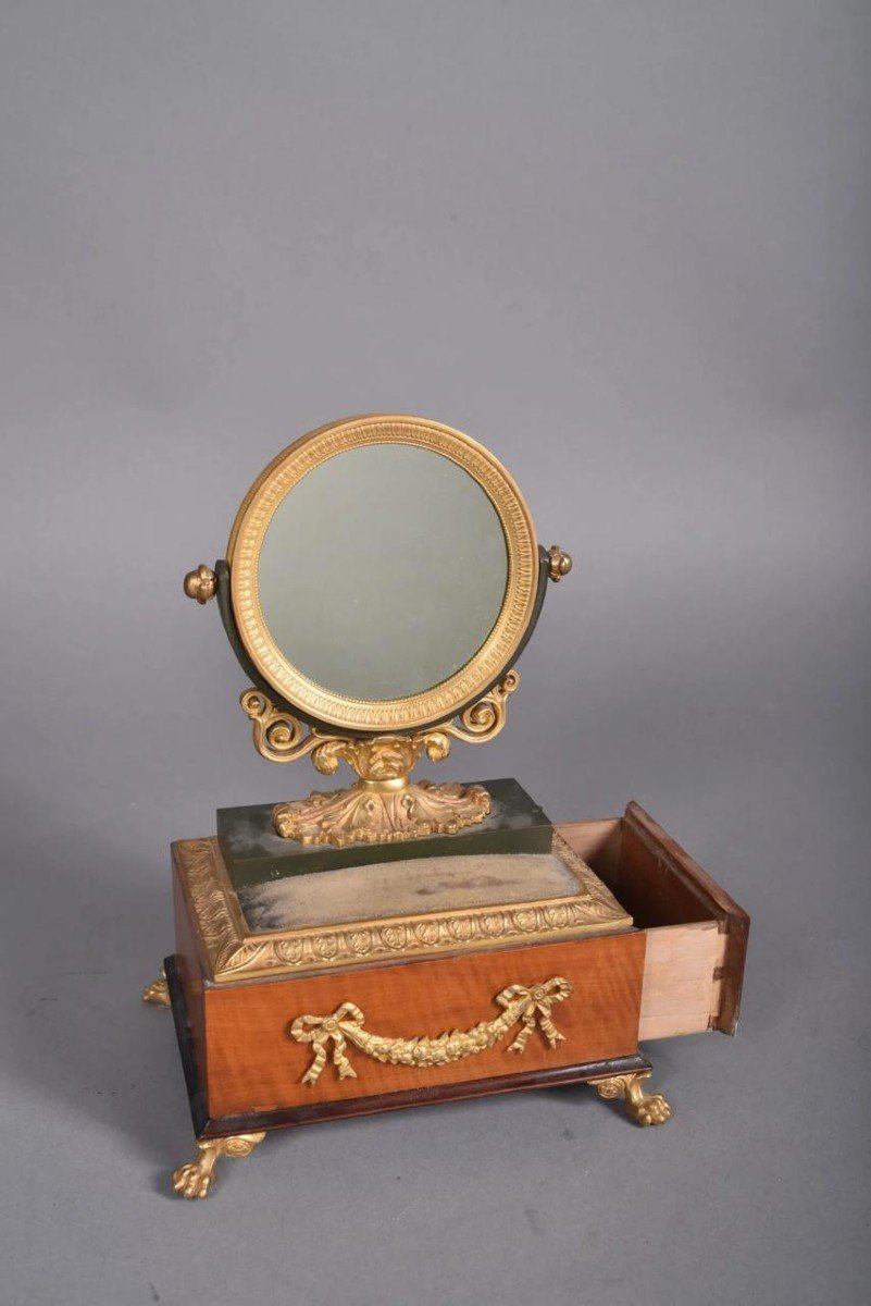 Mirror With Wood Base, Empire XIX Century-photo-3