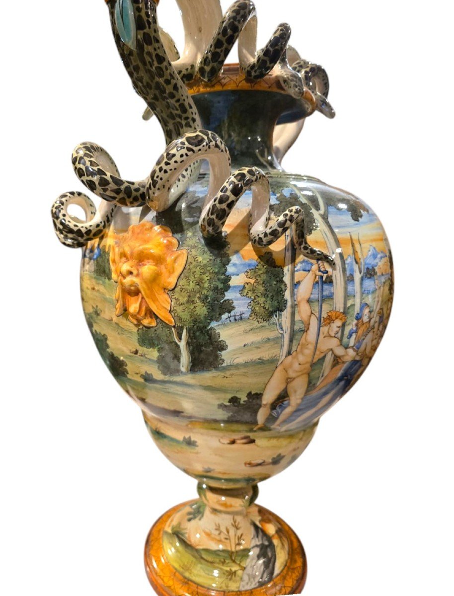 Grand Vase En Faïence Du XIXe Siècle, marqué Ginori-photo-2