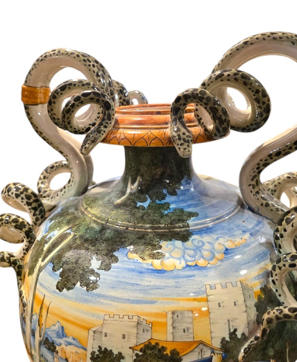 Grand Vase En Faïence Du XIXe Siècle, marqué Ginori-photo-3