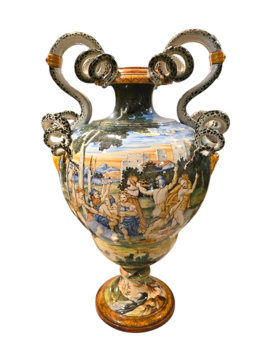 Grand Vase En Faïence Du XIXe Siècle, marqué Ginori